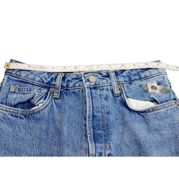Reformation Cynthia High Rise Denim Jeans Straight Embroidered Womens Size 27 - Picture 6 of 10